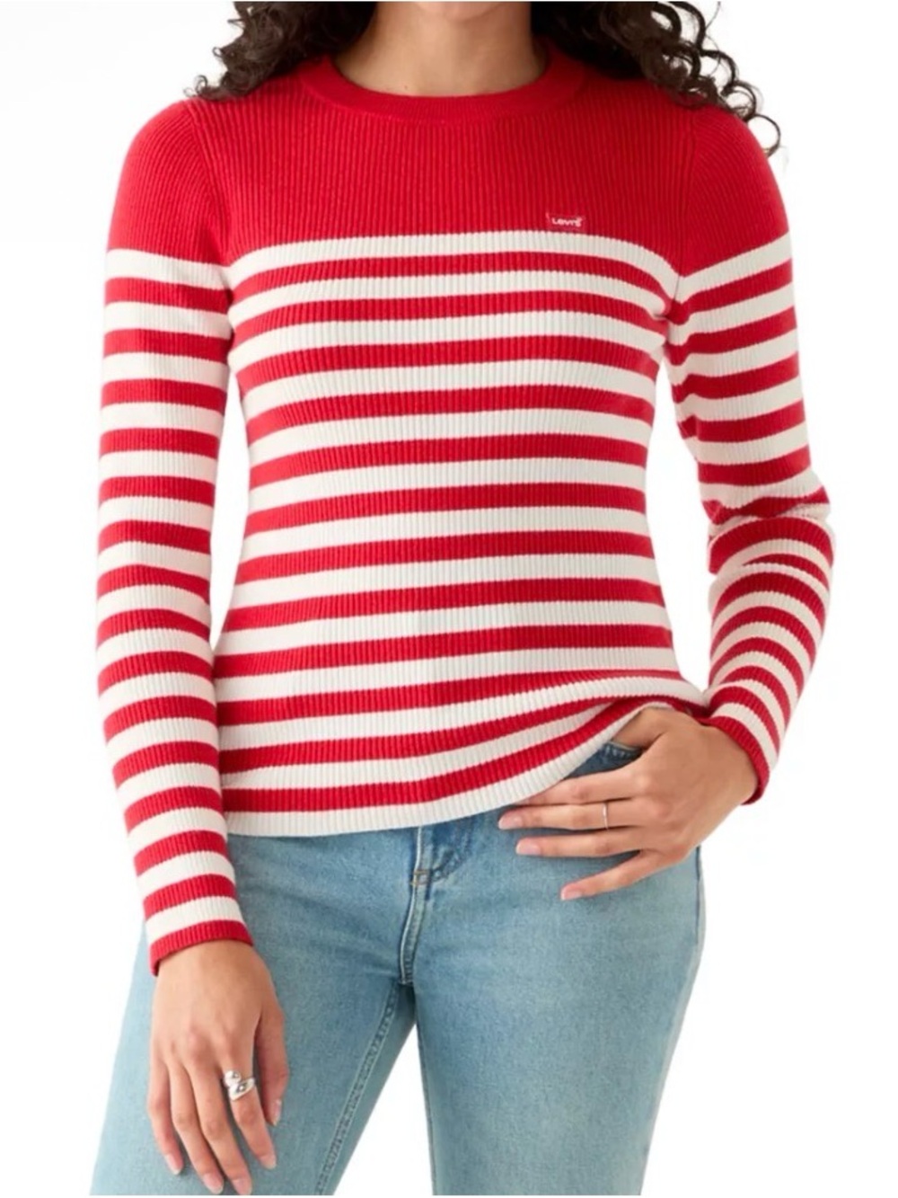 Levi’s Ribbed Crew Neck Striped Sweater Size L Like New